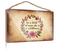 Bathroom Wall Wood Sign In A Field Of Roses She Is A Wildflower. Box Signs Bathroom Funny Decor(23X35CM)