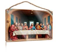 Bathroom Wall Wood Sign The Last Supper with Modern Beards Wall Hanging Decor Sayings Western Home Decor(20X30CM)