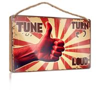 Bathroom Wall Wood Sign Tune Turn Loud. Box Signs Bathroom Funny Decor(15X28CM)
