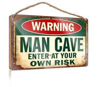 Bathroom Wall Wood Sign Warning Man Cave Enter At Your Own Risk Wooded Sign Box Signs Bathroom Funny Decor(15X28CM)