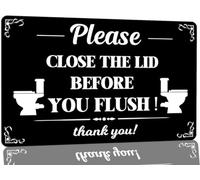 Bathroom Warning Reminder Metal Tin Sign Please Close The Lid Before You Flush Funny Home Wall Decor for Bar Cafe Clubs Toilet Restroom Plaque Signs 6x8