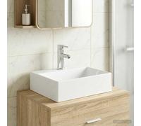 Bathroom Wash Basin Chrome Metal 39x30.5x12.5cm Integrated Faucet Quick Drain
