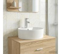 Bathroom Wash Basin Chrome Metal 40.5x40.5x15cm Quick-Drain Faucet EasyCleanPro