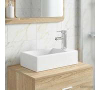 Bathroom Wash Basin Chrome Metal 45.5x25.5x13cm Compact Corrosion-Resistant Fast