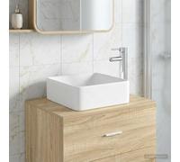 Bathroom Wash Basin Chrome Metal 49x37x14cm Integrated Faucet Quick Drain (Easy)