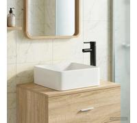 Bathroom Wash Basin Matte Black Metal 36.5x36.5x13cm Integrated Faucet EasyClean