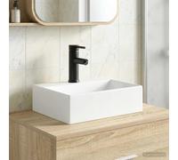 Bathroom Wash Basin Matte Black Metal 39x30.5x12.5cm Faucet Drain Heat-Resistant