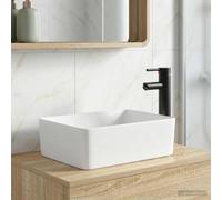 Bathroom Wash Basin Matte Black Metal 40.5x30.5x13cm Incl Slim Faucet With Drain
