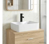 Bathroom Wash Basin Matte Black Metal 48.5x37.5x13cm With Faucet Drain EasyClean