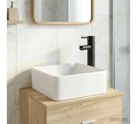 Bathroom Wash Basin Matte Black Metal 49x37x14cm Integrated Faucet & Drain Urban