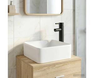 Bathroom Wash Basin Matte Black Metal 49x37x14cm Integrated Faucet & Drain Urban
