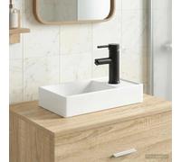 Bathroom Wash Basin Matte Black Metal Compact 40.5x22.5x11.5cm Heat-Resistant UK