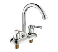 Bathroom Wash Basin Mixer Tap with Dual Handle Deck Mounted Design, 2-Hole Faucet in Chrome Finish for Sink and Shower, Brass and Metal Construction