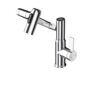 Bathroom washbasin Black Gold Faucet Basin Light Luxury Rotating Mixing Faucet Multi-Function Digital Display Basin Faucet(Silver)