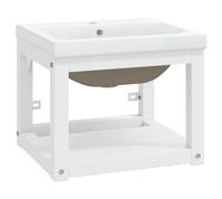 Bathroom Washbasin Frame & Built-in Basin Iron Black/White Multi Sizes vidaXL
