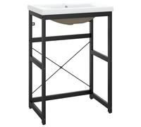 Bathroom Washbasin Frame & Built-in Basin Iron Black/White Multi Sizes vidaXL