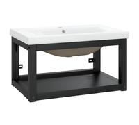 Bathroom Washbasin Frame & Built-in Basin Iron Black/White Multi Sizes vidaXL