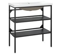 Bathroom Washbasin Frame & Built-in Basin Iron Black/White Multi Sizes vidaXL