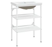 Bathroom Washbasin Frame & Built-in Basin Iron Black/White Multi Sizes vidaXL