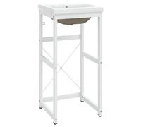 Bathroom Washbasin Frame & Built-in Basin Iron Black/White Multi Sizes vidaXL