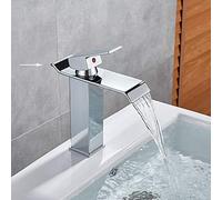 Bathroom Waterfall Basin Sink Faucet Black Faucets Brass Bath Faucet Hot&Cold Water Mixer Vanity Tap Deck Mounted Washbasin Taps