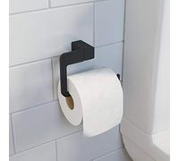 Bathroom WC Toilet Roll Holder Black Square Wall Mounted Stylish Modern