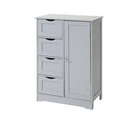 Bathroom Wood Cabinet Storage 4 Drawer 1 Door Free Standing Cupboard Unit White 4 Drawer 1 Door Grey