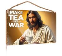 Bathroom Wood Hanging Sign Make Tea, Not War Man Cave Furniture Bedroom Accessories(20X30CM)