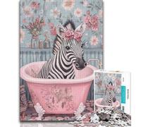 Bathroom Zebra JigsawPuzzle 1000 Pieces for Teenagers,Challenging Family Activity Games DIY Toy for Home Wall Decor Gifts (50x75cm)