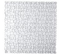 Bathsafe Anti-slip Square Pebbles Shower Mat Large Anti-Bacterial Safety Bath Mat Suction Mat for Shower or Tub,Non-slip Bathtub Mat,54x54CM,Clear