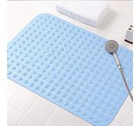 Bathsafe Extra Large Non-Slip TPR Bath Mat Anti Slip Rubber Foot Massage Shower Mat with Strong Suction Cups Non Skid Mat for Bathroom Anti-Bacterial Safety Bathtub Mat,Blue,88x58CM