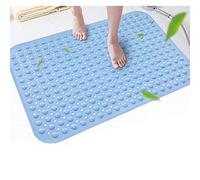 Bathsafe Extra Wide 90x60CM Non-Slip Soft Bath Mat Anti Slip TPR Shower Mat with Strong Suction Cups Non Skid Mats for Bathroom Toilet Hotel, Anti-Bacterial Safety Bathtub Mat,Blue