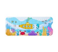 Bathsafe Kids Extra Long Bath Mat for Tub Cartoon Print Anti Mould Bathtub Mat with Drain Hole Suction Cup Lovely Baby Toddler Safety Non Slip Shower Mat Extra Large Bath Mat for Child 100x40CM,Turtle