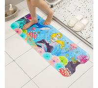 Bathsafe Non Slip Bath Mat for Kids Extra Long Cartoon Print Bathtub Mat Non Slip Anti Mould Bath Shower Mat with Drain Holes Suction Cups for Baby Safety Extra Large Bath Mat 100x40CM,Yellow Mermaid