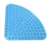Bathsafe Sector Rubber Safety Shower Mat Anti-slip Corner Bath Mat Anti-Bacterial Suction Mat for Shower or Tub,Non-slip Bathtub Mat,53x53CM,Transparant Blue