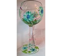 Bathtime Bakery Hand Painted Blue Gerbera Gin Glass