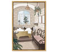 Bathtime Lounge Canvas Print Trendy Bathroom Art by Art Remedy, Gold Frame, 10 x 15