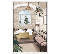 Bathtime Lounge Canvas Print Trendy Bathroom Art by Art Remedy, White Frame, 20 x 30