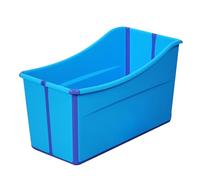 Bathtub Adult Children Folding Bathtub, Home Large Freestanding Corner Bath Bucket, Portable Plastic Bathing Barrel (Blue, Pink) Freestanding Bathtubs for Shower Sauna(Color:Blue)