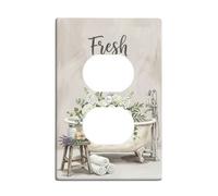 Bathtub Bathroom Duplex Outlet Covers Wall Plate, Rustic Farmhouse Flowers Lavender Spring Neutral Plastic Standard Size Decorative Receptacle Outlet Covers for Home Living Room Bedroom Decor