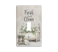 Bathtub Bathroom Single Light Switch Cover Plate, Rustic Farmhouse Flowers Lavender Spring Neutral Plastic Standard Size Wall Switch Plates Accents for Home Living Room New Apartment Decor (Single)