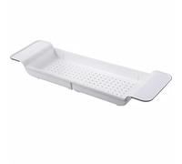 Bathtub Bridge Bath Tray Caddy Rack Extendable Book Phone Holder 50-80cm | Plastic Bathroom Accessories Toys Pad Wine Candle Shampoo Soap Storage Shelf Adjustable Non Slip Silicone Grips Dish Drainer