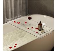 Bathtub Caddy Tray, Acrylic Bathroom Tray with Durable Handles, Holds Phone, Books, Candles, Food, Wine, and Tablet, Perfect for Relaxing Soaks