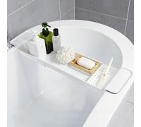 Bathtub Caddy Tray For Tub Bathtu-b T-ray, Bath Tra-y Batht-ub Caddy B-athtub Bridge Extendable 55-78Cm Book Phone Pad Holder Bathroom Rack Shelf Toys Shampoo Soap Storage Dish Drainer