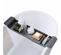 Bathtub Caddy Tray Grey Expandable with Non-Slip Extendable Handles