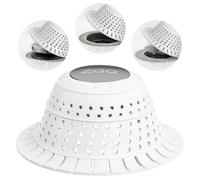 Bathtub Drain Hair Catcher, Silicone Collapsible 1 Pack Drain Protector for Pop-Up and Regular Drains of Shower, Bathtub, Tub, Bathroom, Sink,Snow-White