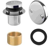 Bathtub Drain Kit Bath Tip Toe Tub Drain Kit with Two-Hole Overflow Faceplate Replacement Deodorant Chrome Color Metal Bath Tub Plug for Home, Hotel...