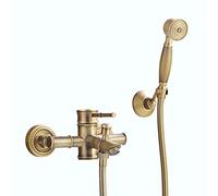 Bathtub Faucet Antique Copper Bathtub Simple Shower Faucet Hot and Cold Take A Shower Bathroom Mixing Valve Bamboo Festival Triple Suit Bathing Full Moon,C