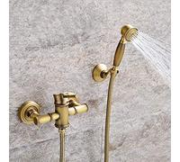 Bathtub Faucet Antique Copper Bathtub Simple Shower Faucet Hot and Cold Take a Shower Bathroom Mixing Valve Bamboo Festival Triple Suit Bathing Tap/B Full Moon,D