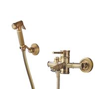 Bathtub Faucet Antique Copper Bathtub Simple Shower Faucet Hot and Cold Take a Shower Bathroom Mixing Valve Bamboo Festival Triple Suit Bathing Tap/B Full Moon,B